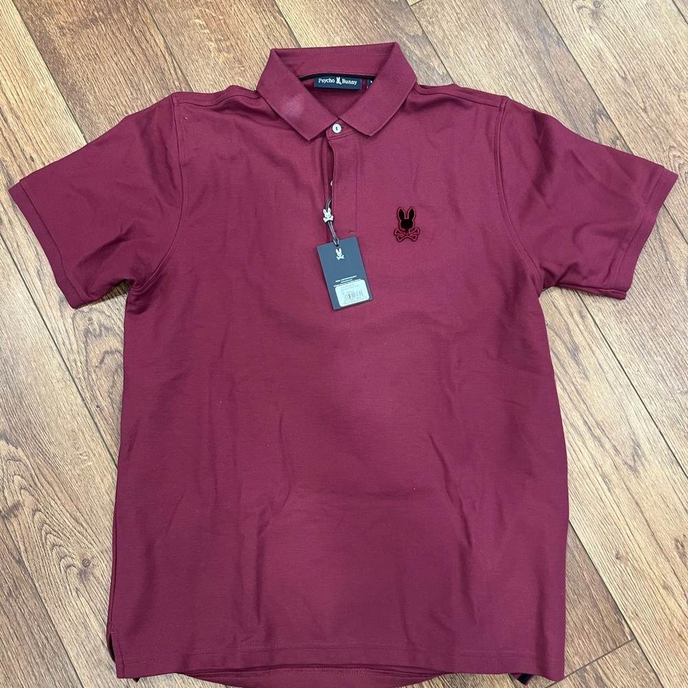 Men’s Psycho Bunny Branson Pique Polo in Crimson (NWT)